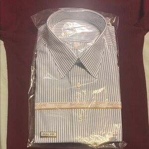 Roundtree & Yorke White and Blue Striped Gold Label Dress Shirt